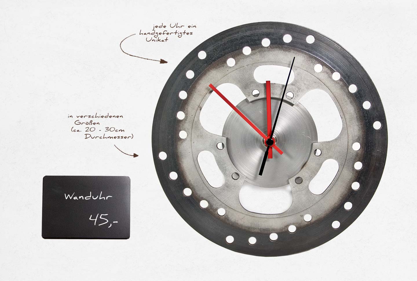 Uhr aus alter Motorrad-Bremsscheibe
